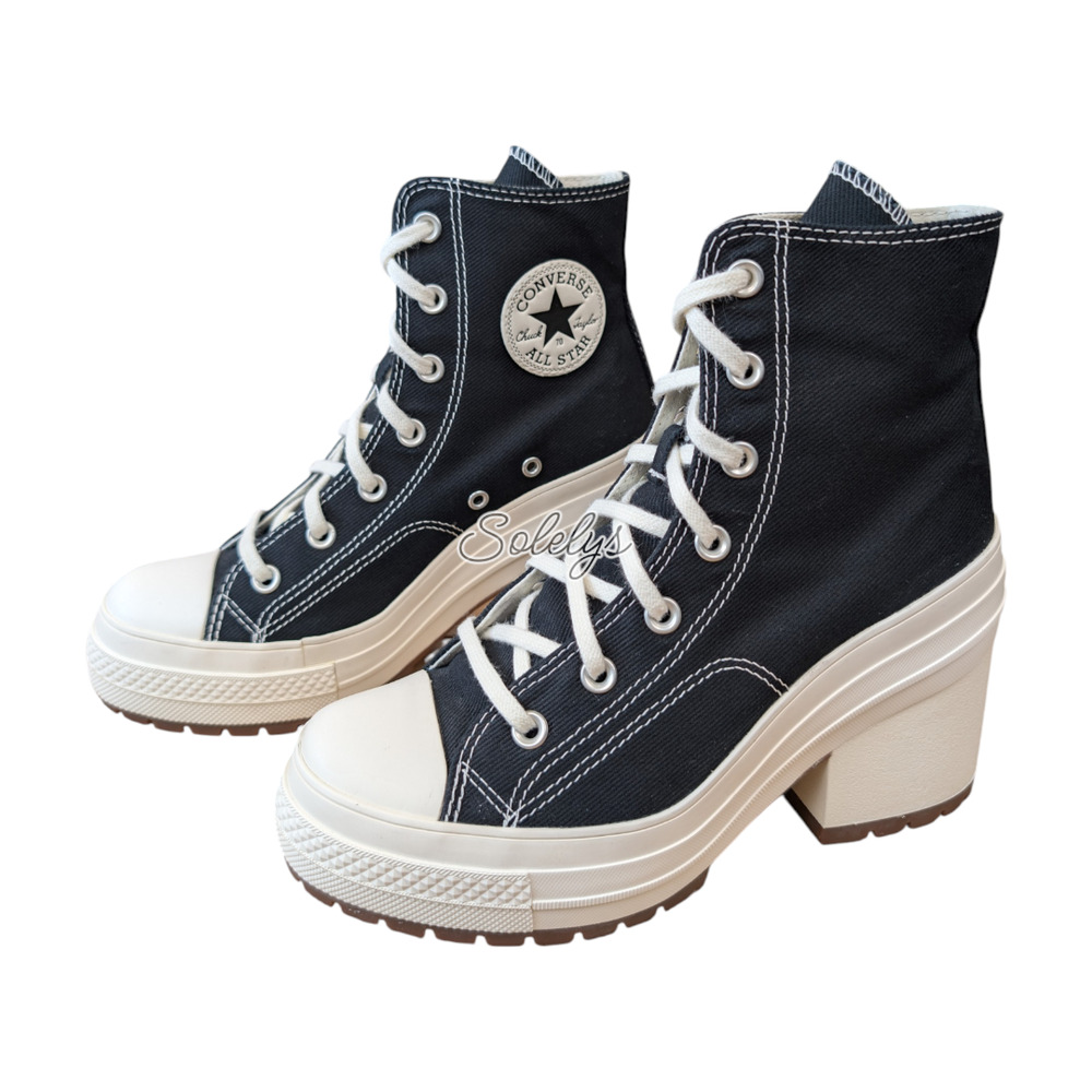 Converse Chuck 70 De Luxe Heel Platform Heel Black Egret Sneaker Boot Womens 8 - Picture 4 of 9
